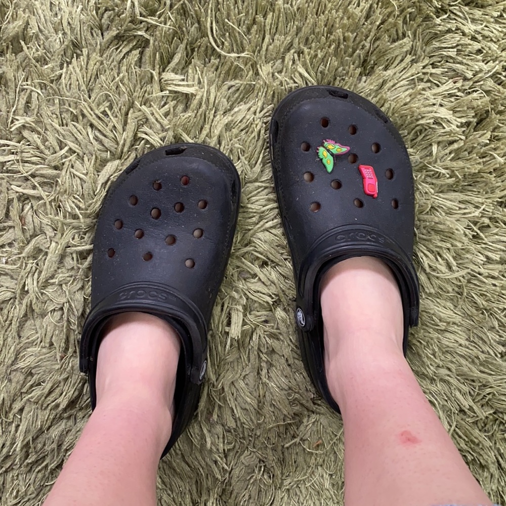 Blacks Crocs with jibbits
